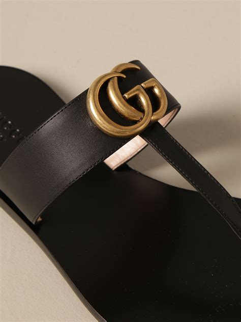 gucci sandal marmont|Gucci Marmont leather thong sandals.